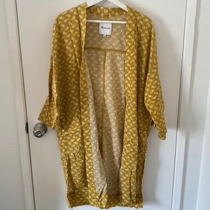 Madewell Yellow Floral Print Robe Jacket - Large